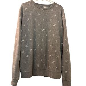 DIVIDED by H&M, mens XL, gray , small alphabet letters. Roomy cut, Cotton blend